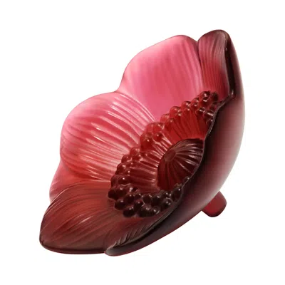 Lalique Anemone Crystal Sculpture In Red