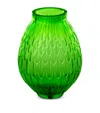 Lalique Plumes Vase In Amazon Green, Small In Green
