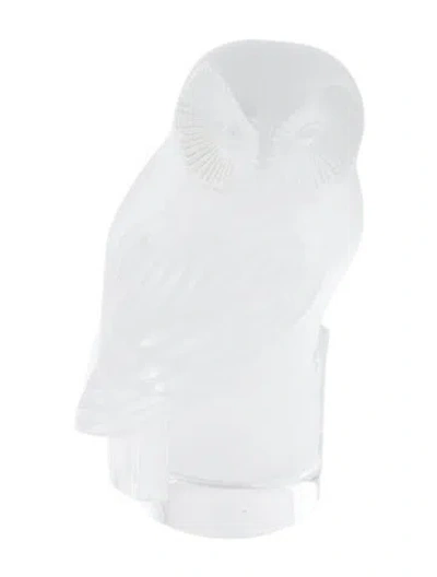 Pre-owned Lalique Small Owl Figurine In Clear