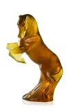 Lalique Small Prancing Horse Crystal Sculpture In Brown