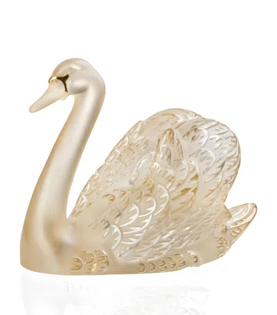 Lalique Swan Head Up Figure In Gold