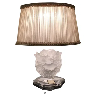 Pre-owned Lalique Table Lamp Glass Silk Lampshade, 1930, France In Sand