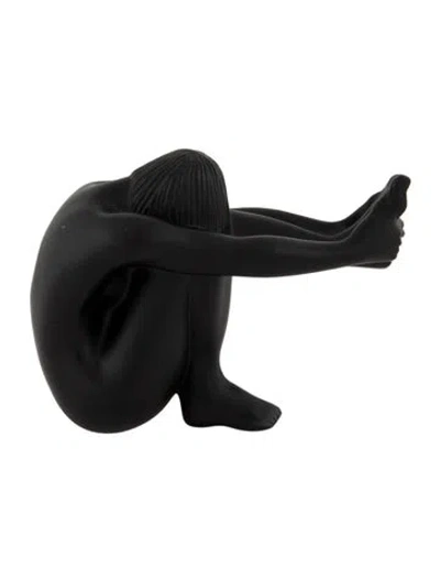 Pre-owned Lalique Temptation Nude Figurine In Black