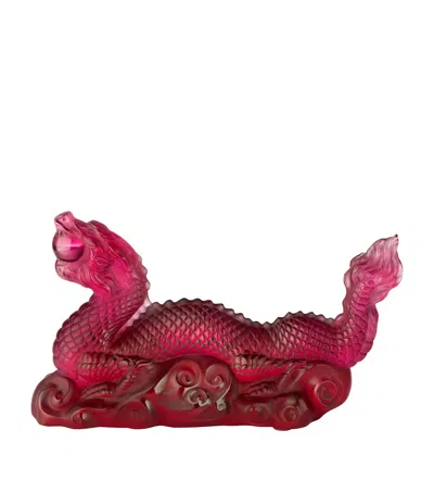 Lalique Tianlong Dragon Sculpture In Red