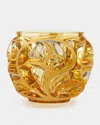Lalique Tourbillions Amber Crystal Vase In Amber