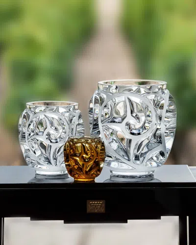 Lalique Tourbillions Amber Crystal Vase In Transparent