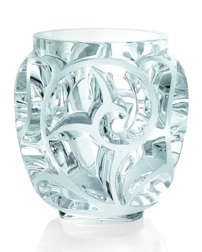 Lalique Tourbillions Clear Vase In Green