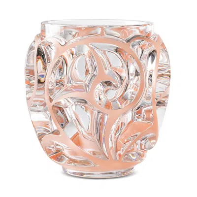 Lalique Tourbillions Coral Patina Crystal Medium Vase In Brown