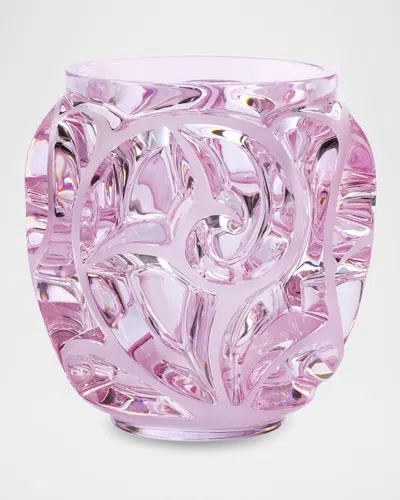 Lalique Tourbillons Pink Luster Vase, 8" In Purple