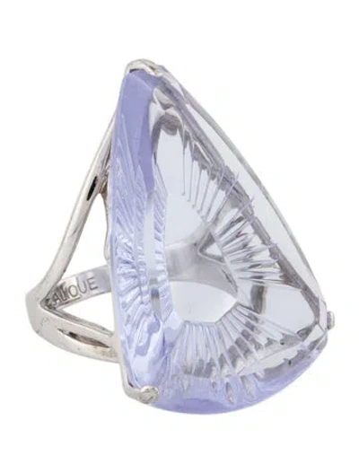 Pre-owned Lalique Triangular Crystal Cocktail Ring In Purple