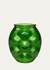 LALIQUE TURTLE 10.5" VASE, AMAZON GREEN