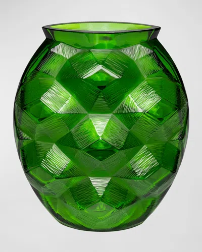 LALIQUE TURTLE 10.5" VASE, AMAZON GREEN
