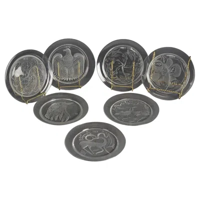 Pre-owned Lalique Twelve-piece French  Commemorative Crystal Plate Set 20th C In Gray