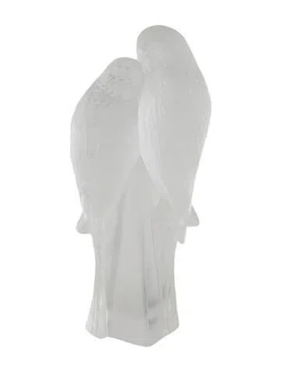 Pre-owned Lalique Two Parakeets Figurine In Clear