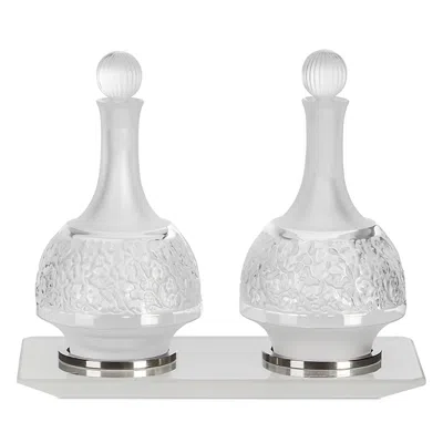 Lalique Versailles Oil & Vinegar Set With Tray In Clear