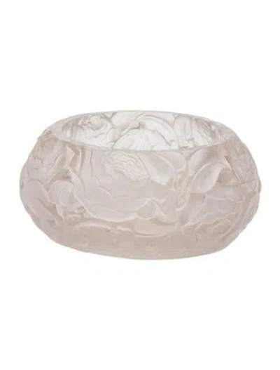 Pre-owned Lalique Vintage Crystal Roses Bowl In Clear