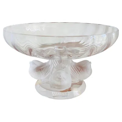 Pre-owned Lalique Vintage  Nogent Crystal Bowl With Four Sparrows In Gray