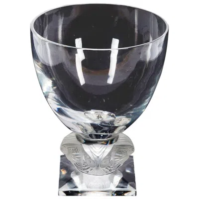 Pre-owned Lalique Wonderful Large  France Crystal Grand Ducs Owl Frosted Clear Vase In Black