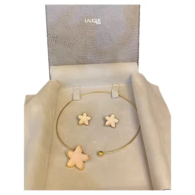 Pre-owned Lalique Wonderful Vintage  France Starfish Oceania Choker Necklace Earrings Set In Sand