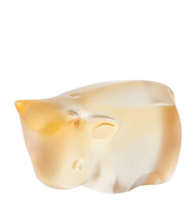 Lalique X Han Meilin Crystal Ox Ornament In Orange