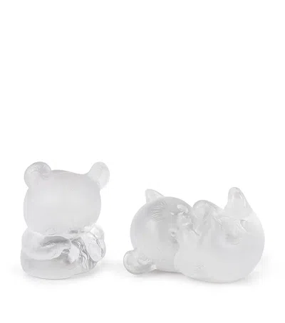 Lalique X Han Meilin Crystal Yuan-yuan Panda Ornament In Transparent