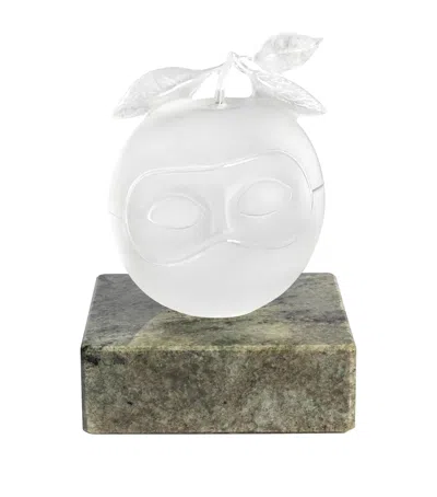 Lalique X René Magritte Right Masked Apple Sculpture In White
