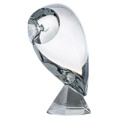 Pre-owned Lalique Xl Baccarat Crystal Glass Owl Sculpture, France In Gray
