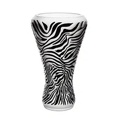 Lalique Zebra Vase In Black Enamel, Limited Edition In Clear