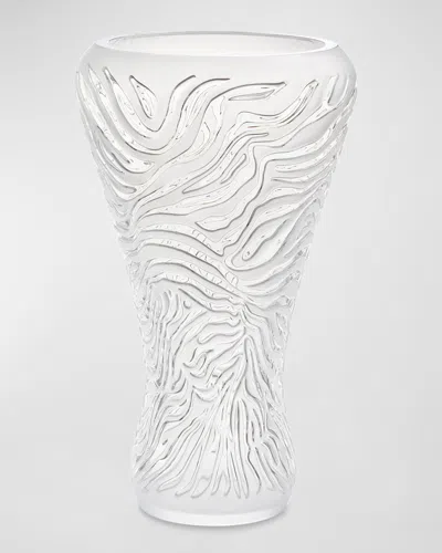 Lalique Zebre Vase, Satin Finish In Transparent