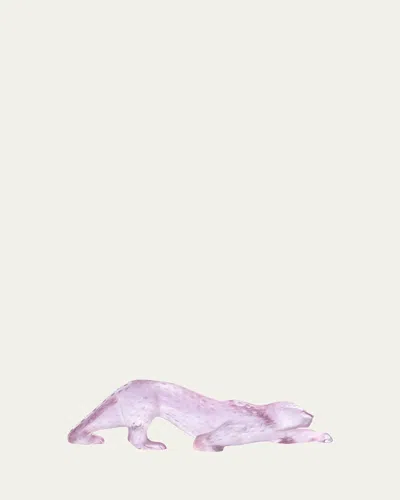 Lalique Zeila Pink Luster Panther Figure In Purple