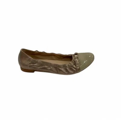 Lalisa Women's Cherish Ballet Flats In Platinum Metallic/taupe Patent Toe Box