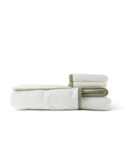 Lalo 100% Organic Hooded Towel + Washcloth 2-pack In Coconut / Sage
