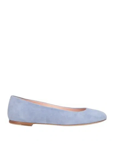 Laly Harper Woman Ballet Flats Sky Blue Size 11 Leather In Blue