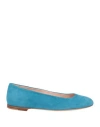 Laly Harper Woman Ballet Flats Turquoise Size 8 Leather In Blue