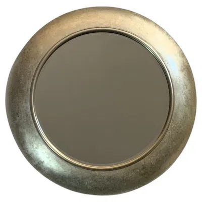 Pre-owned Lam Lee Group Circular Beveled Mirror With Frame, 1990s In Silver