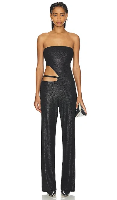 Lama Jouni Slanted Tube Top In 黑色