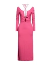 Lama Jouni Woman Midi Dress Fuchsia Size L Cotton In Pink