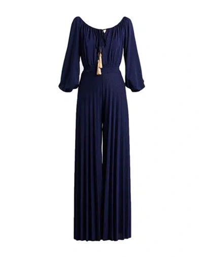 Lamadamenuit Woman Jumpsuit Midnight Blue Size M Viscose, Polyamide, Metallic Fiber, Elastane
