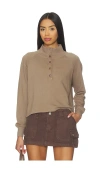 Lamade Alexander Half Button Up Pullover In Brown