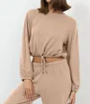 Lamade Alfie Pullover Crop Sweater In Sand In Brown