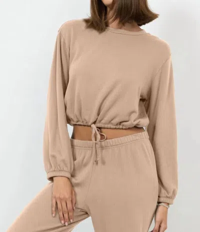 Lamade Alfie Pullover Crop Sweater In Sand In Brown