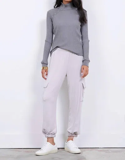 Lamade Andre Long Sleeve Snap Turtleneck Top In Peppercorn In Multi