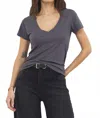 Lamade Arlo V-neck Short Sleeve Tee In Pewter In Gray