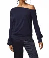 Lamade Audrey One Shoulder Pullover Top In Navy Blue In Blue