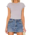 Lamade Basic Classic Crew Neck Tee In Heather Grey In Purple