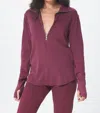 Lamade Bonfire Zip Up Turtleneck Top In Wineberry In Grey