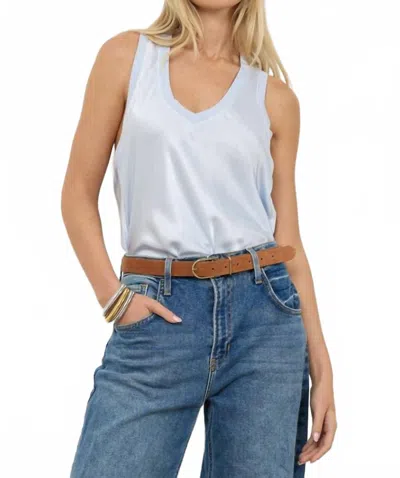 Lamade Bridget Silky Racer Tank Top In Soft Sky In Blue