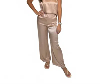Lamade Cali Chill Silky Wide Leg Long Pant In Tan In Brown