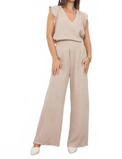 Lamade Cali Chill Wide Leg Pant In Oak Bark In White