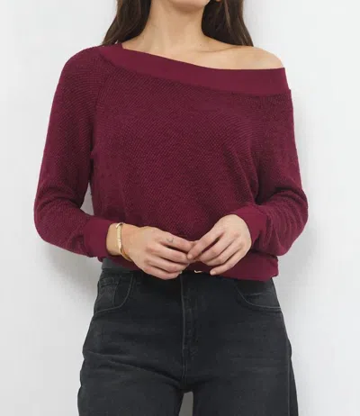 Lamade Carol Off The Shoulder Pullover In Merlot In Red